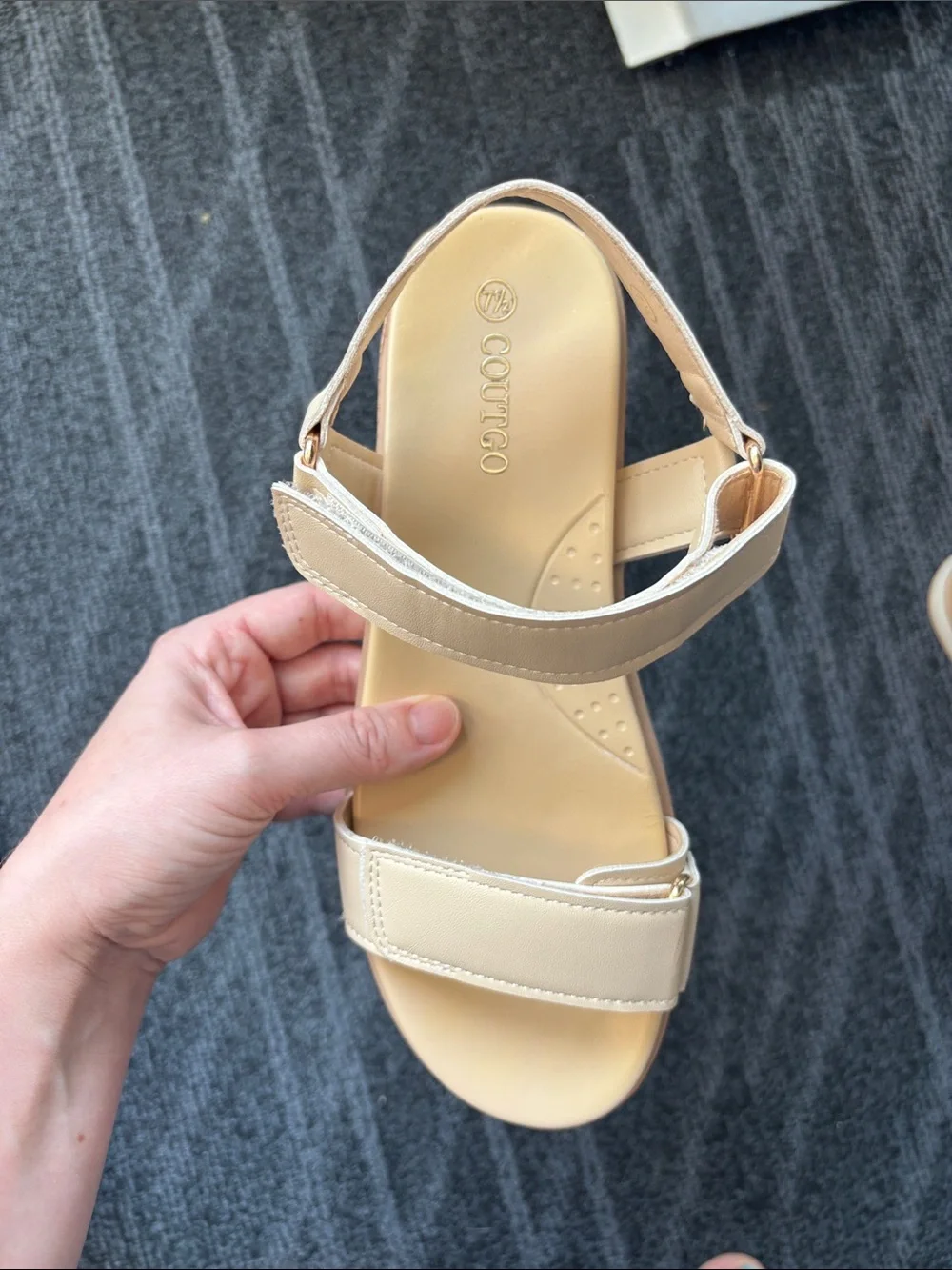 Women's Neutral Beige Strap Sandals with Cushioned Footbed
